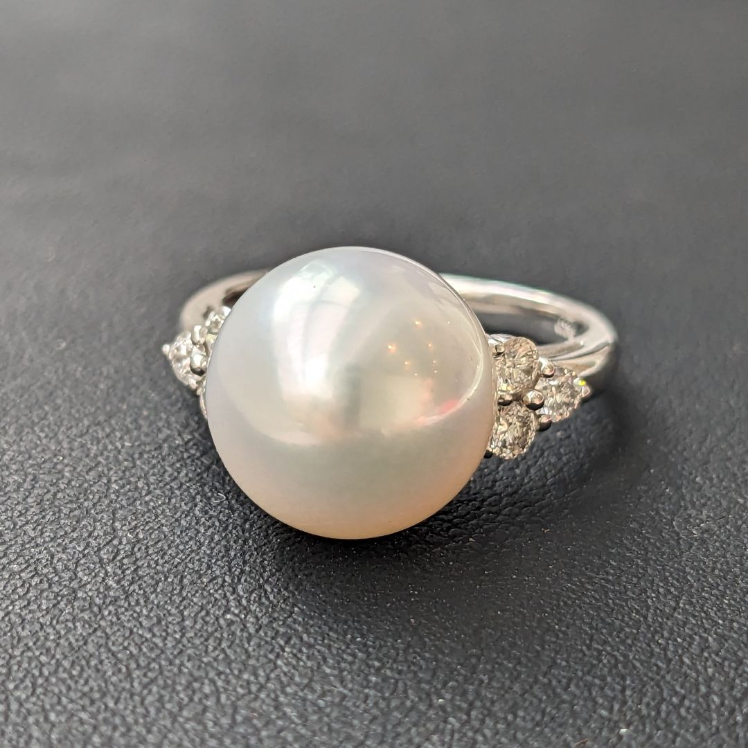 楽天市場】プラチナ 白蝶 パール ダイヤモンド リング 11号南洋パール
