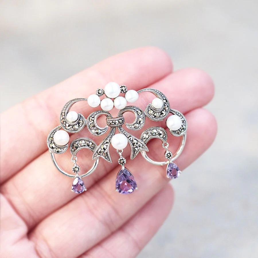 楽天市場】【碌山】 シルバー アメジスト＆パール クラシック