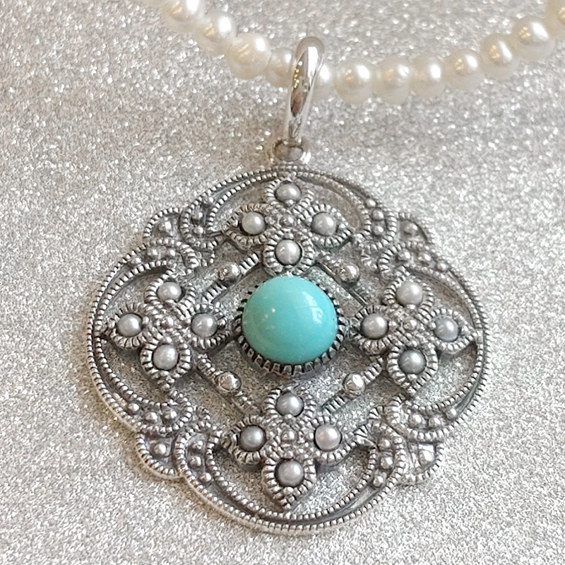 楽天市場】【碌山】 シルバー サークル フラワー シードパール