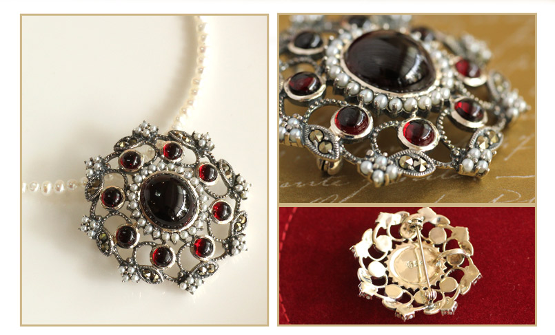 楽天市場】【碌山】 シルバー カボション ガーネット ブローチ