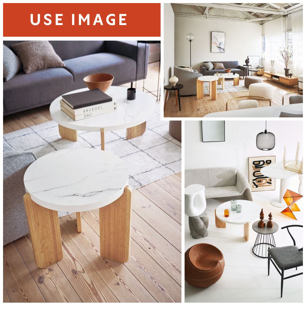 ローテーブル幅83cm 丸テーブル センターテーブル 大理石調（1336 ロー