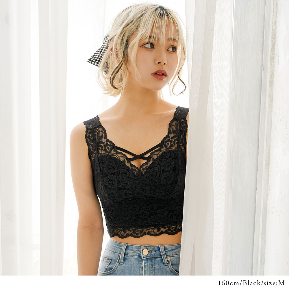 楽天市場】【SALE】 選べるデザインフロントクロスレースキャミブラ