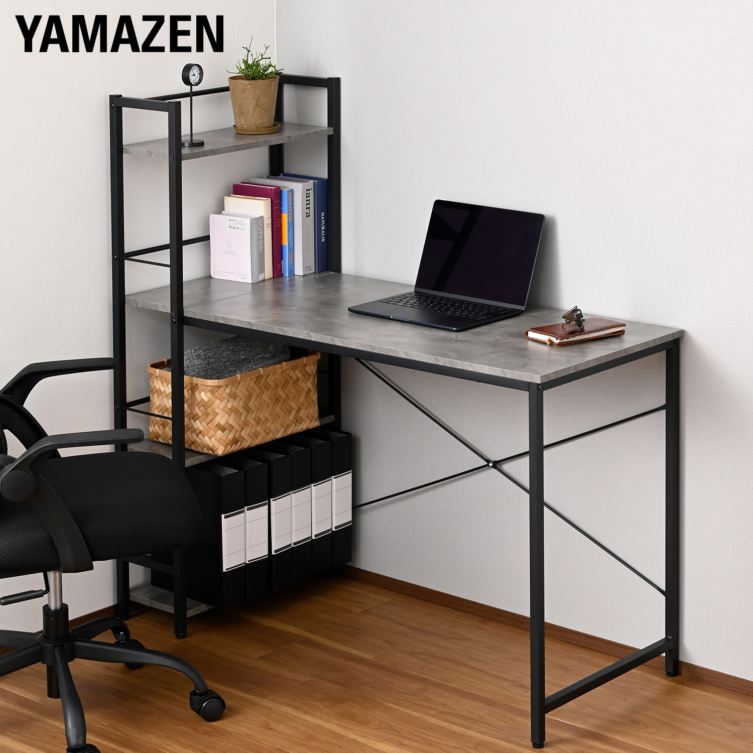 楽天市場】デスク 机 ラック付き 耐荷重60kg 左右レイアウト可能