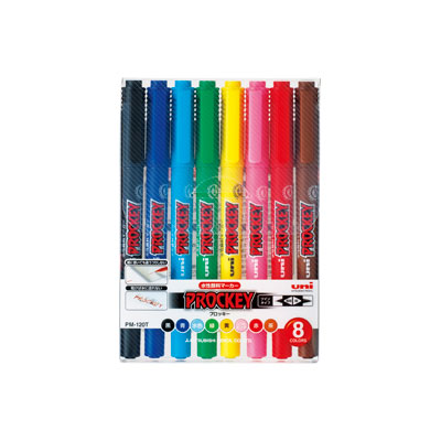楽天市場】三菱鉛筆 プロッキーアソートセット 水性サインペン 8色