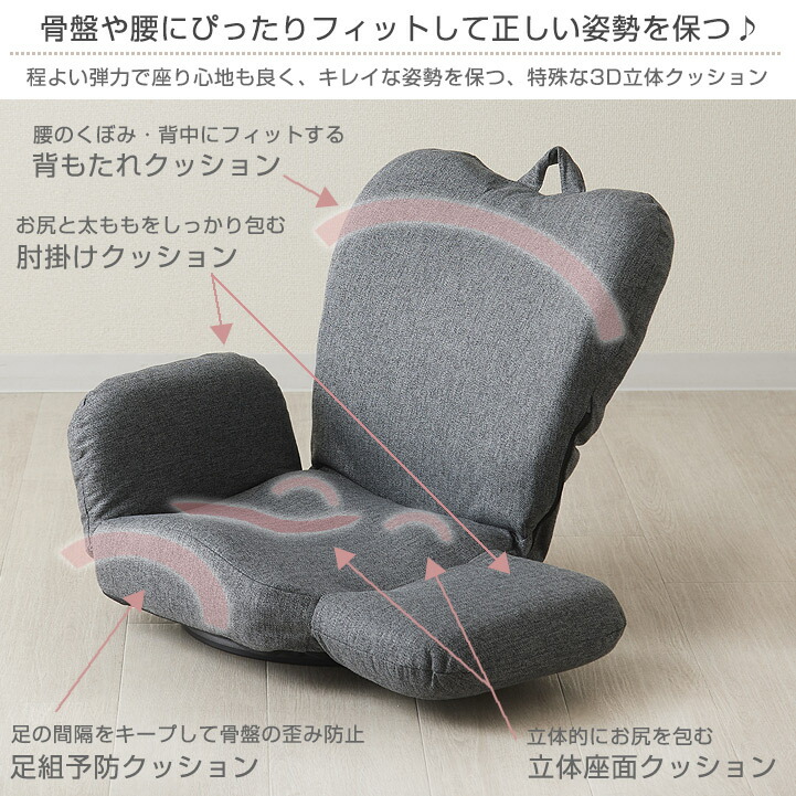 楽天市場】【10%OFF☆3/4 20時〜】座椅子 回転 コンパクト 肘掛け 回転