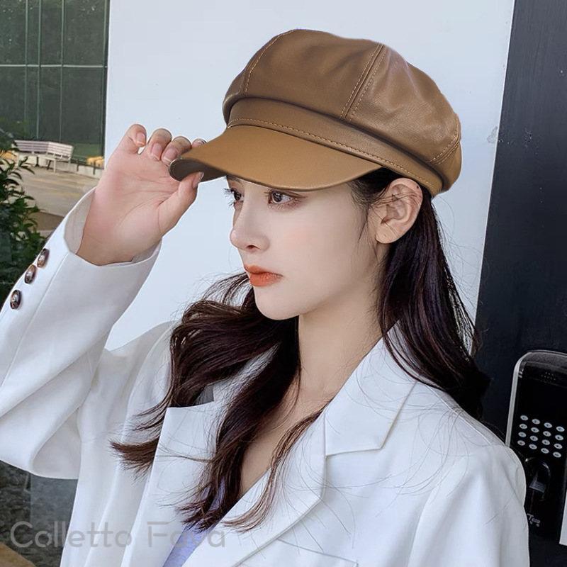 楽天市場】キャスケット 帽子 レディース 秋 冬 レザー 合皮 サイズ