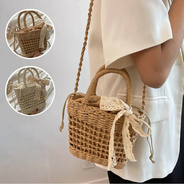 楽天市場】かごバッグ ショルダー 斜めがけ 巾着 ハンドバッグ 2way
