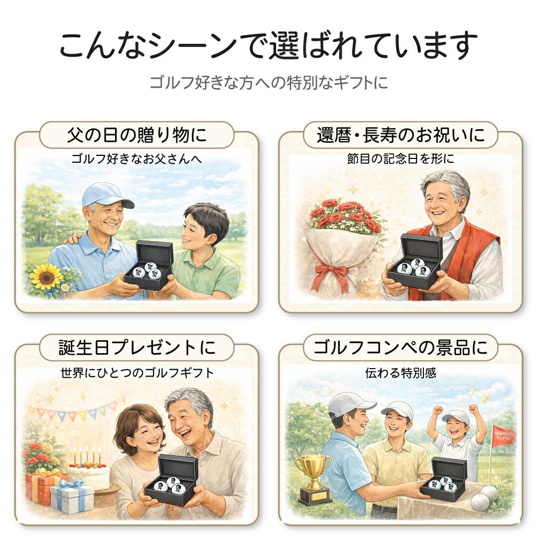 楽天市場】似顔絵 ゴルフボール モノクロ 写真から作る オーダーメイド