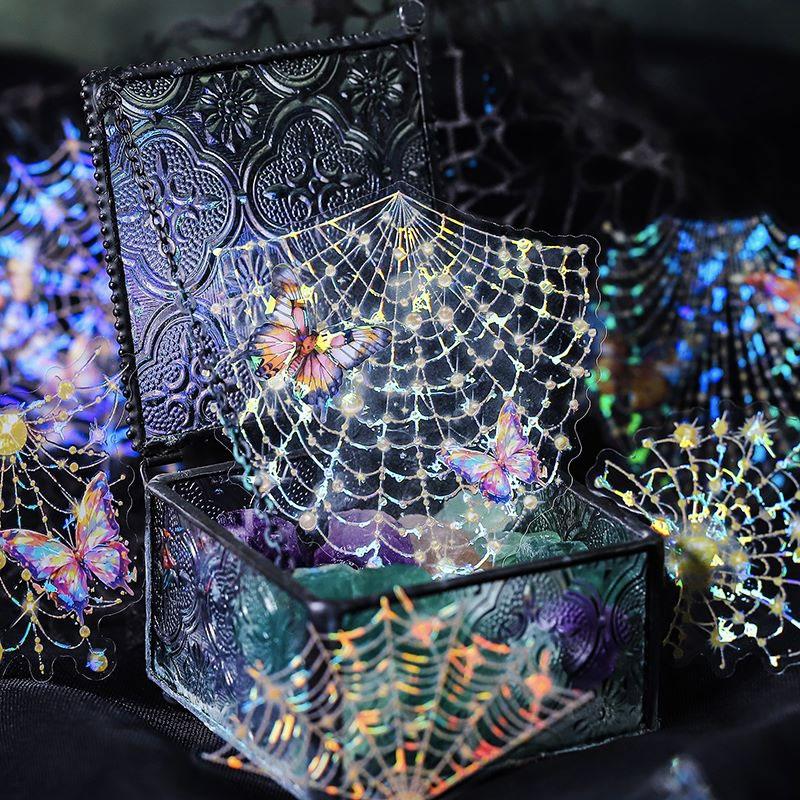 楽天市場】ST439 シール 蜘蛛の巣 蜘蛛 バタフライ 蝶 フレークシール