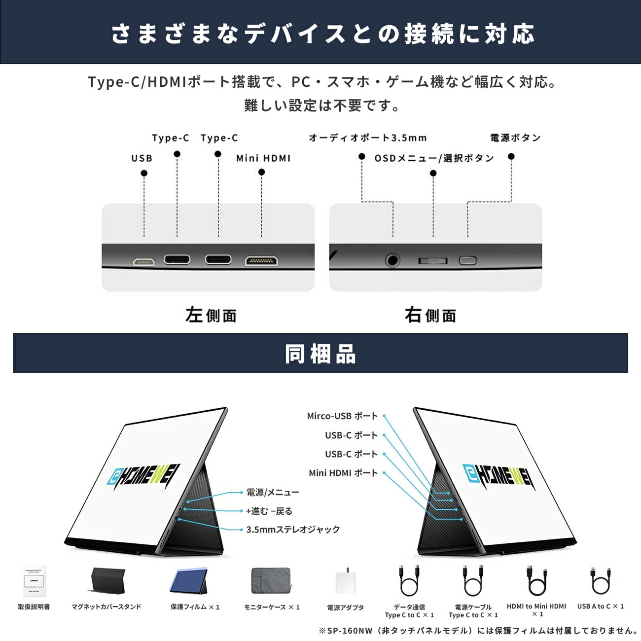 楽天市場】EHOMEWEI モバイルモニター 16インチ 144Hz 2K 2560×1440