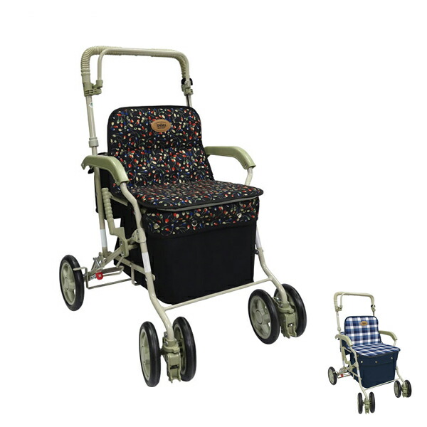 島製作所 島製作所 シルバーカー マーチS 小花ブラック (歩行補助用品