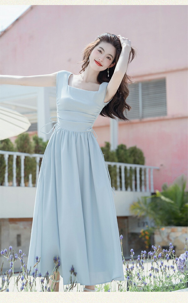 楽天市場】即納 ワンピース ロングワンピース アイスブルー くすみ系