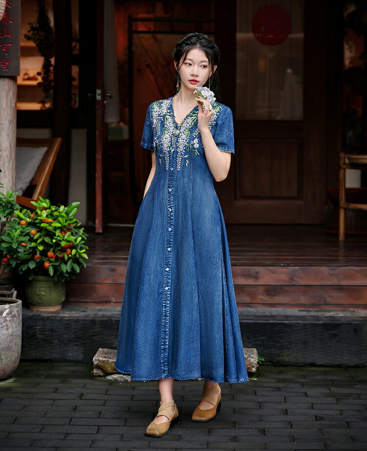 楽天市場】即納 大きいサイズ レディースワンピース デニムワンピース