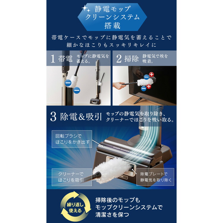 楽天市場】[400円OFFクーポン/くらしにプラス] 掃除機 モップ付き IC
