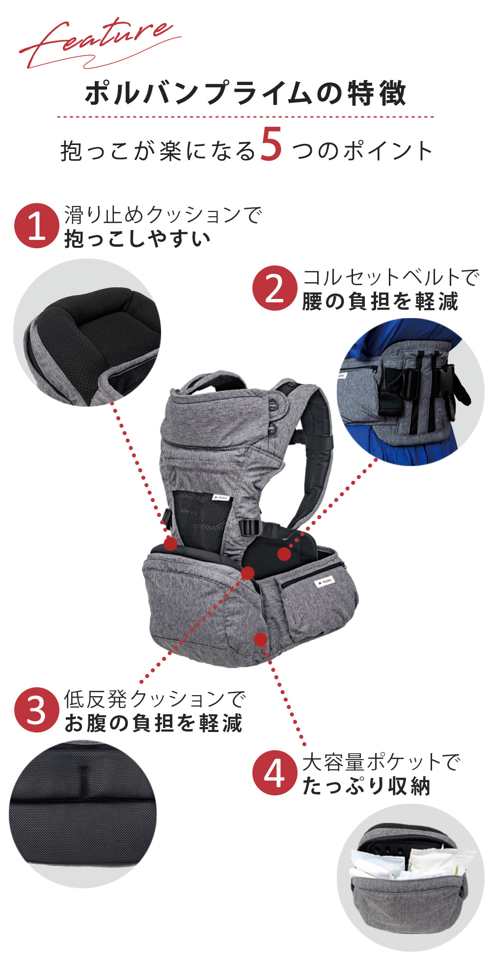 楽天市場】＼レビューで選べるプレゼント／ ポルバン プライム 抱っこ