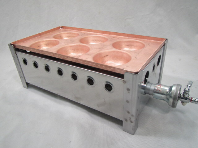 楽天市場】LPガス用 業務用 爆弾たこ焼き器 1連×6穴銅板たこ焼き機