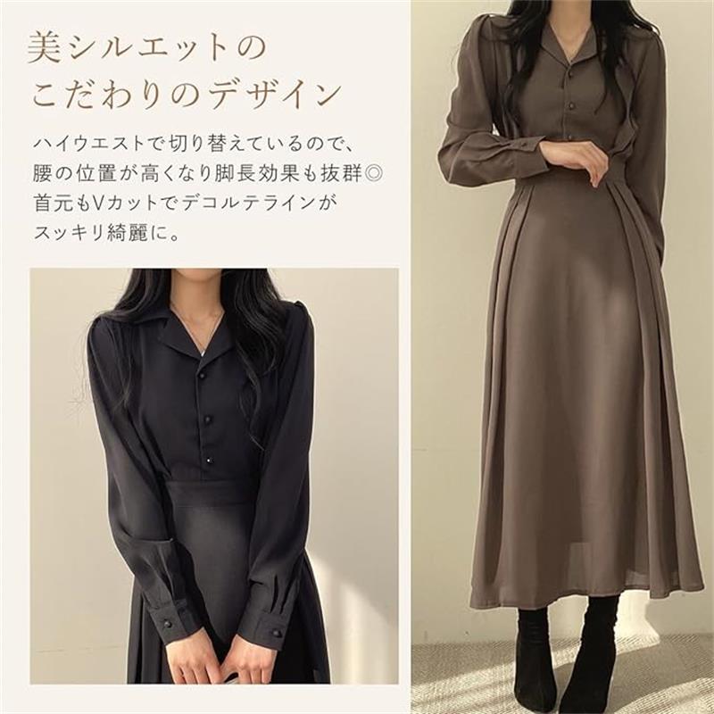 楽天市場】ウエストマーク 開襟ワンピース 長袖 上品 大人 シンプル