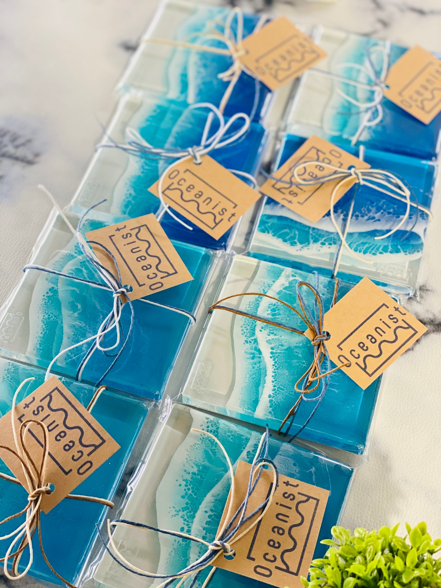 楽天市場】【オーシャンアート】4枚セット コースター ブルー