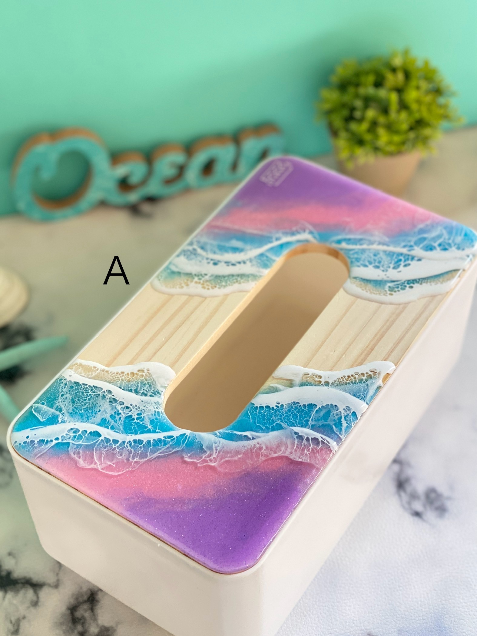 ティッシュボックス 海レジン 波レジン 🩵 Resin art tissue box