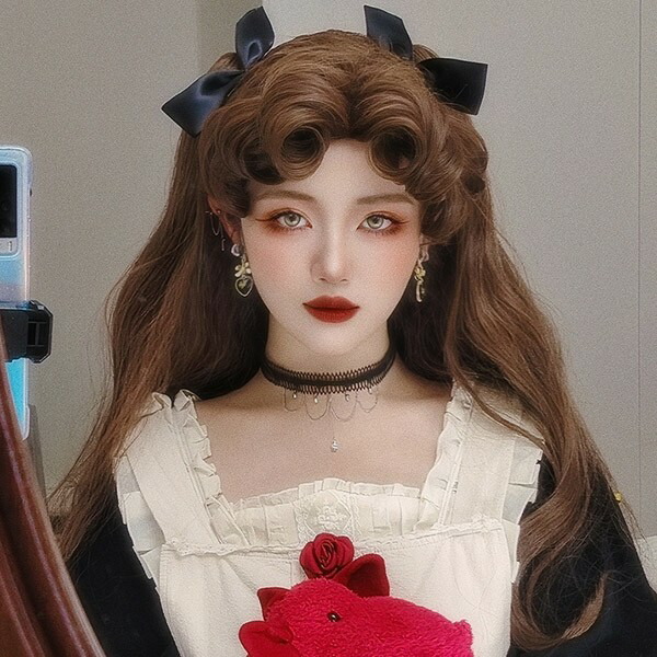 楽天市場】中世の貴族風 茶髪 巻き毛 フルウィッグ かつら 女性 長髪