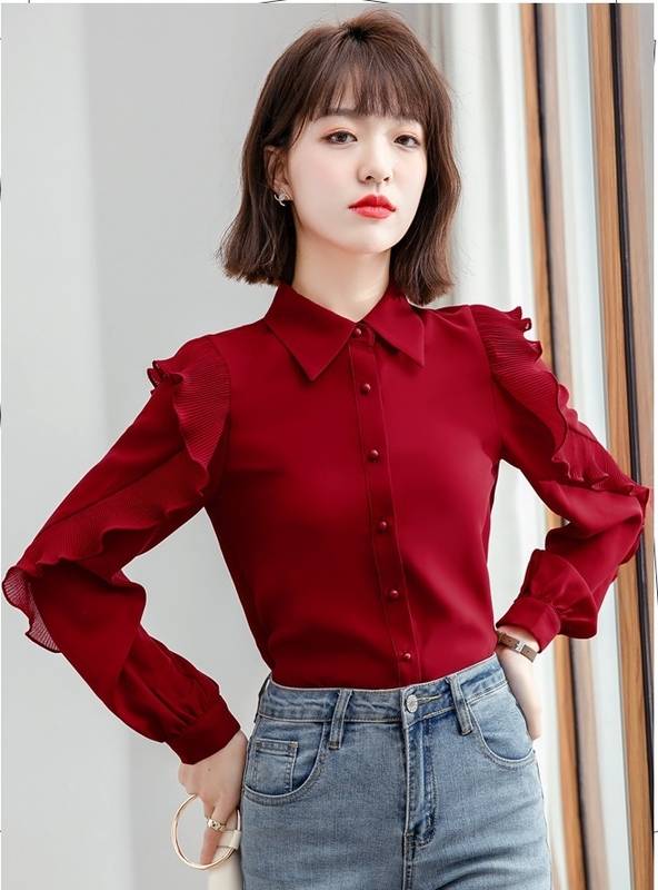 楽天市場】シフォン フリル トップス レディース 送料無料 長袖 シャツ