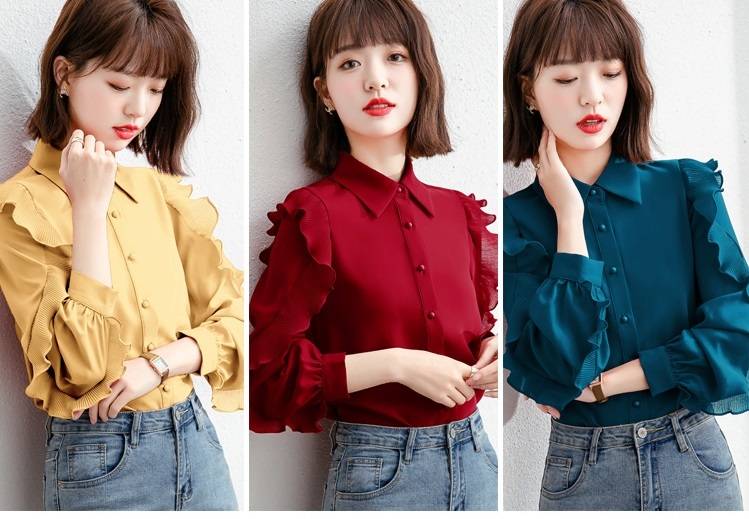 楽天市場】シフォン フリル トップス レディース 送料無料 長袖 シャツ