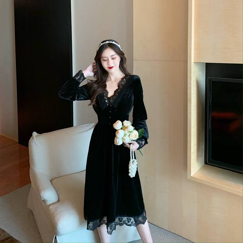 楽天市場】ベロア ワンピース レディース 送料無料 ミモレ丈