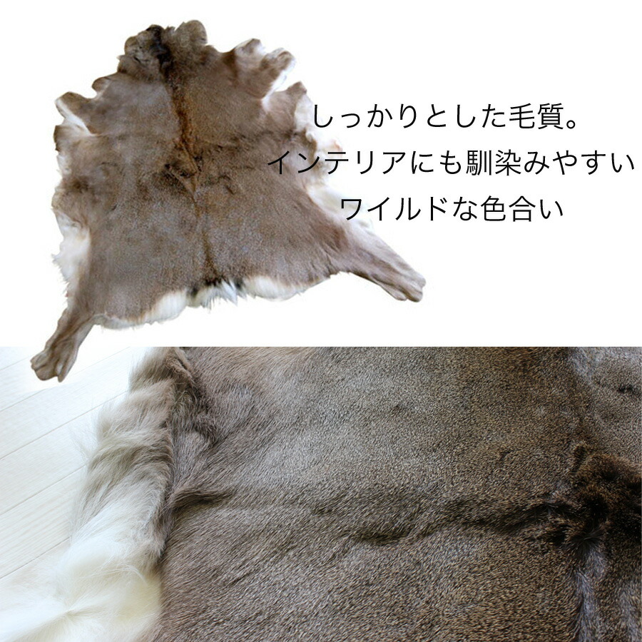 楽天市場】北海道産【鹿毛皮敷物（ラグマット）】毛付き鹿皮【送料無料