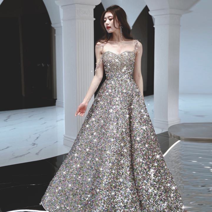 楽天市場】シルバー キラキラ ストーン 豪華な スッキリ Aラインドレス