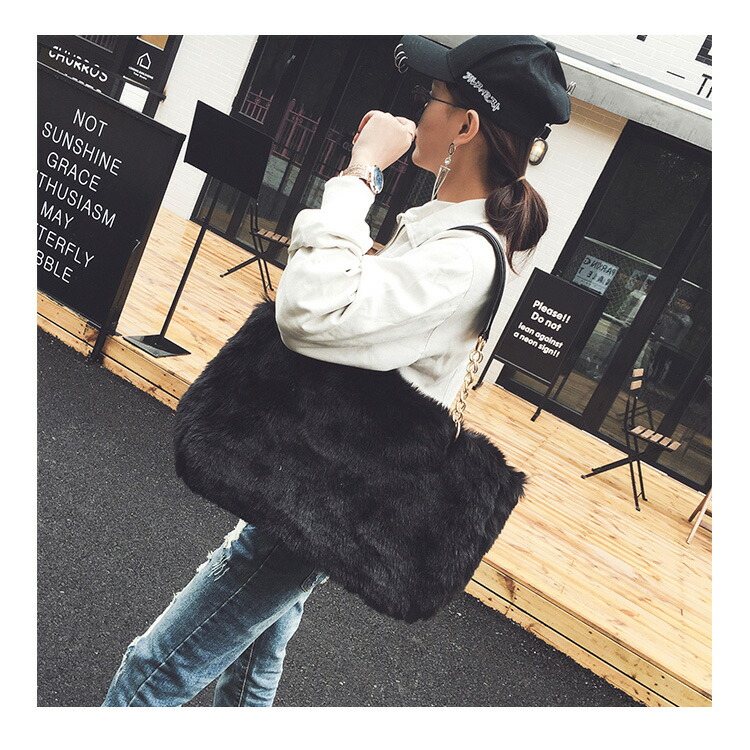 楽天市場】【スーパーSALE特価】 ファーバッグ ビックファートート