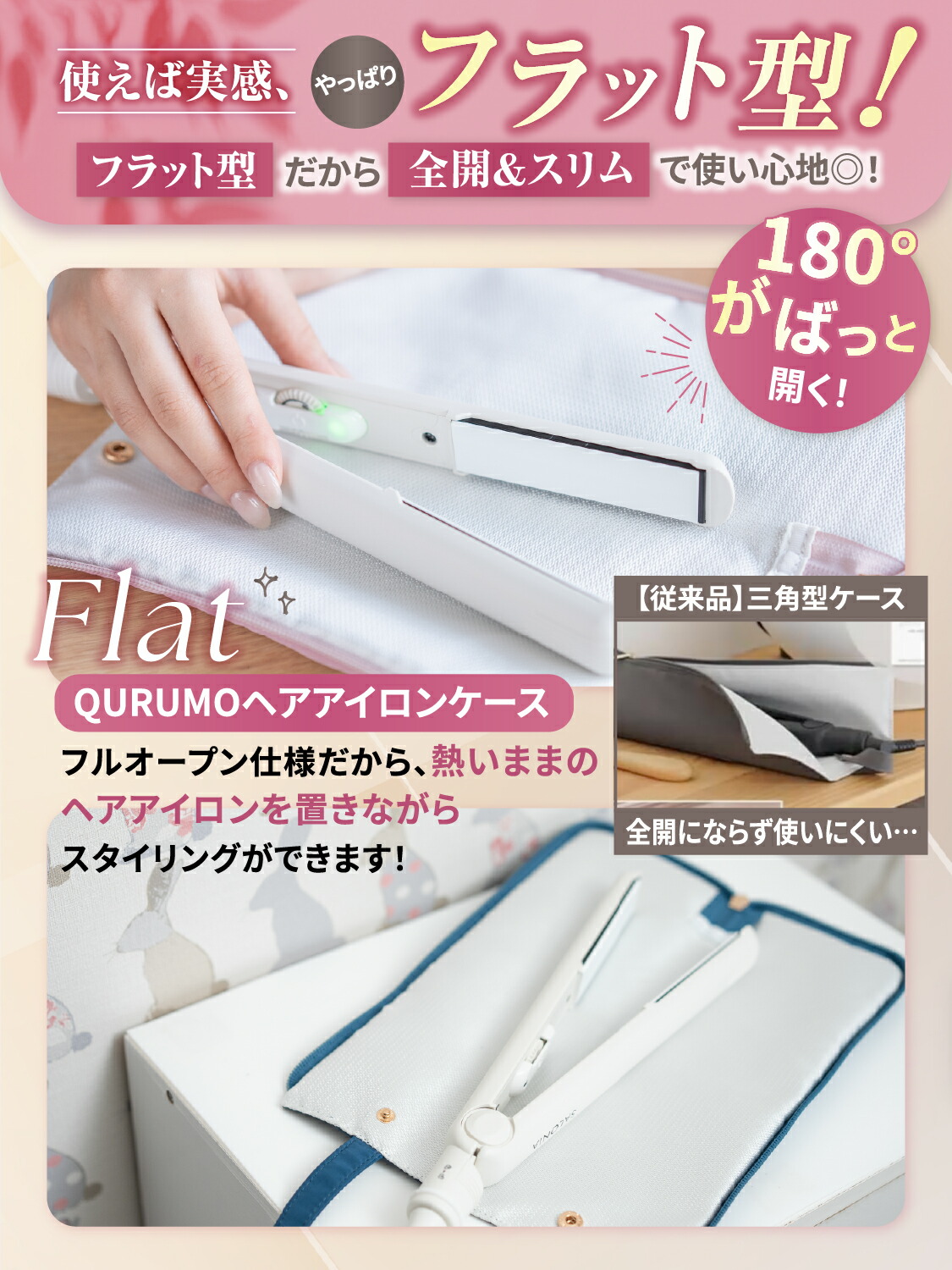 楽天市場】【フラット型だから180°全開】ヘアアイロンケース ヘアー