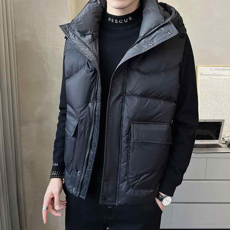 楽天市場】ダウンベスト メンズ フード付き 秋冬 厚手 暖かい 防寒