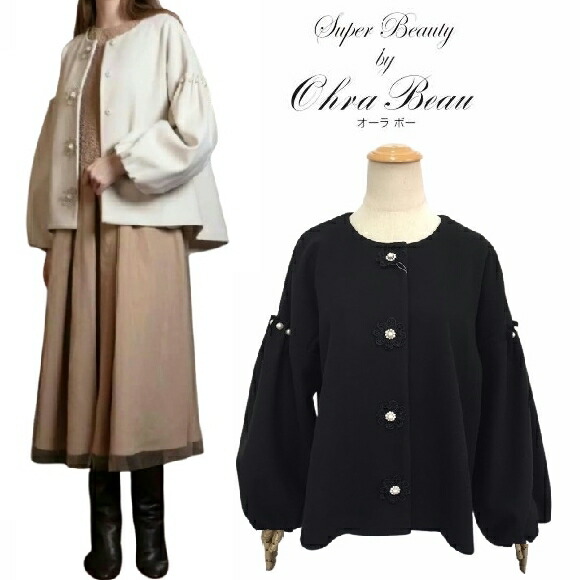 楽天市場】スーパービューティー ジャケットコート 花モチーフ パール