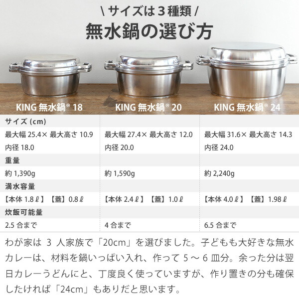 楽天市場】KING 無水鍋 24 HALムスイ アルミ 両手鍋 IH対応 無水調理
