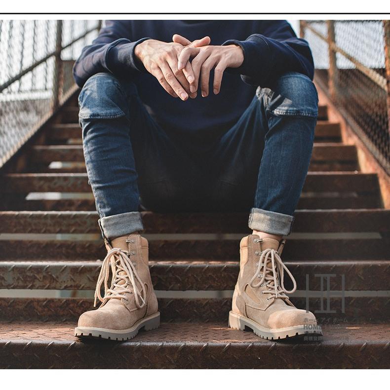 楽天市場】ブーツ メンズ 本革 スエード ワークブーツ 冬 バイク 防滑