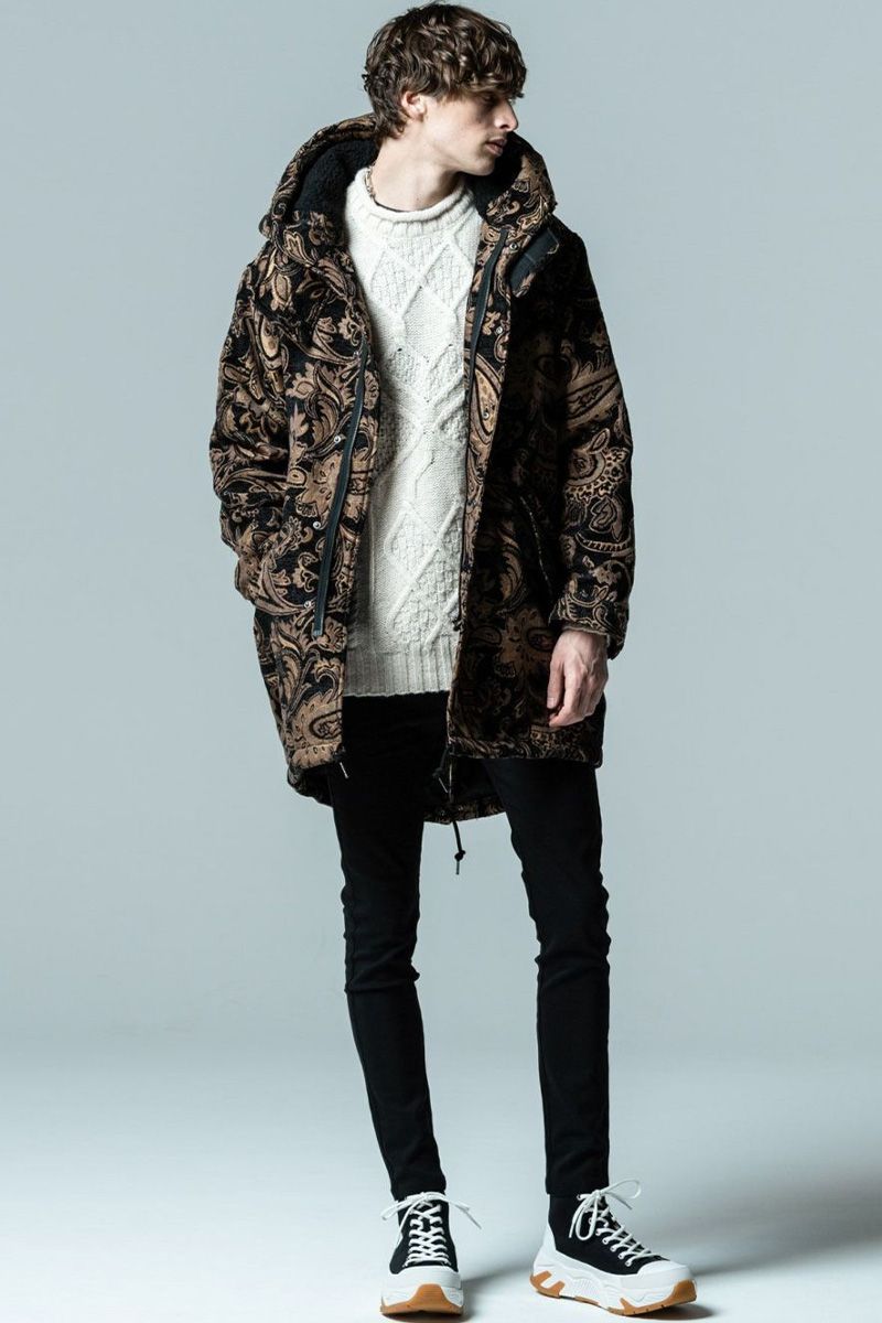 楽天市場】glamb (グラム) GB0323/JKT08 : Hi Neck Mods Coat Paisley