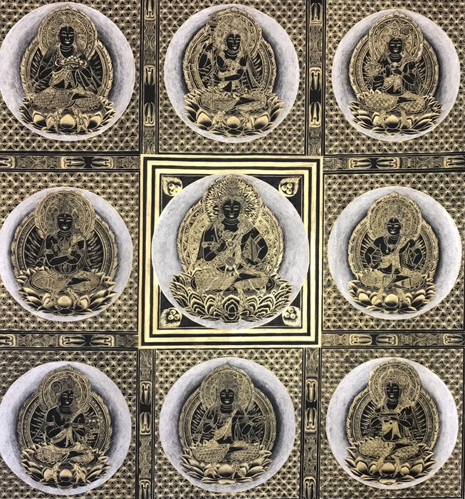 楽天市場】高雄曼荼羅 両界曼荼羅図金剛界 金、銀 肉筆仏画 送料無料