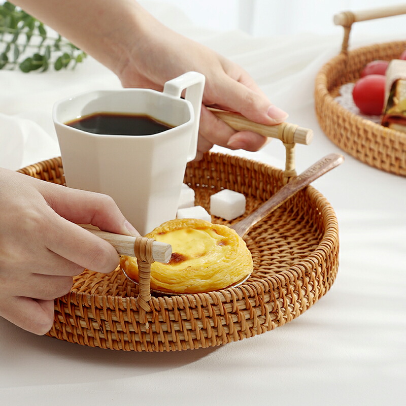 楽天市場】トレイ トレー S/M/L ラタン 籐 お盆 おぼん 丸形 手織り