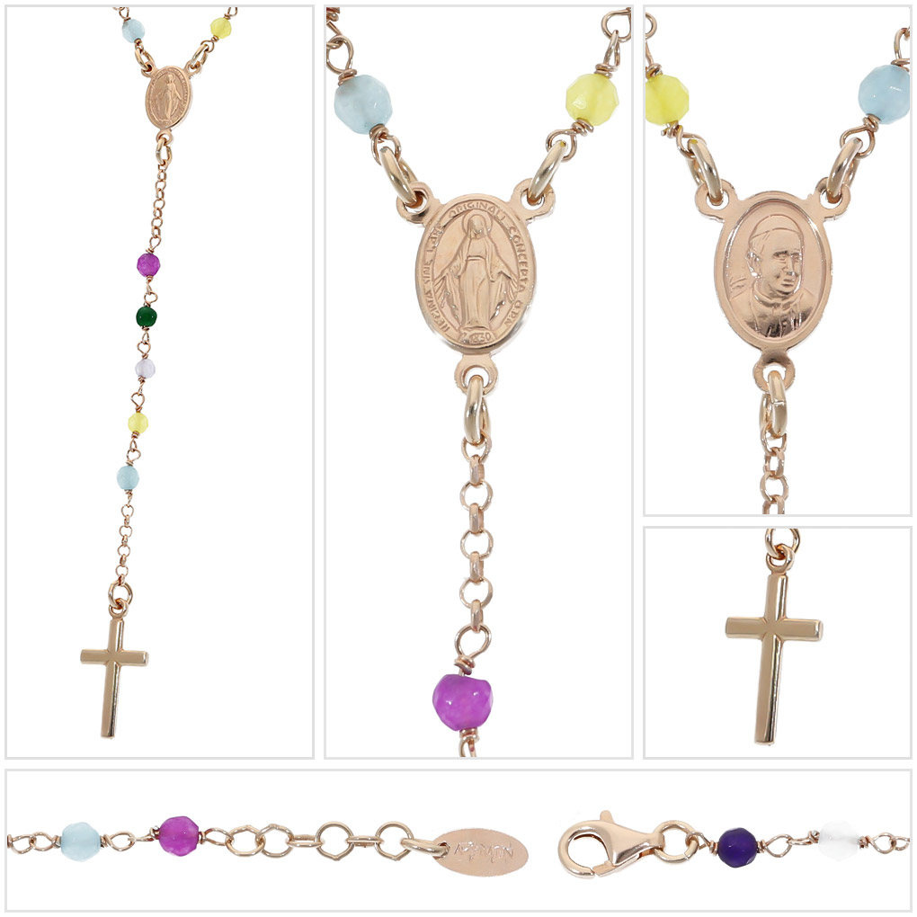 楽天市場】AMEN アメン 聖母マリア ピンクゴールド ロザリオネックレス