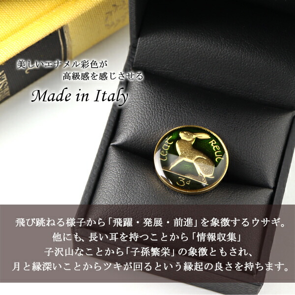 楽天市場】うさぎ アイルランド 3ペンスコイン ピンバッチ ブローチ