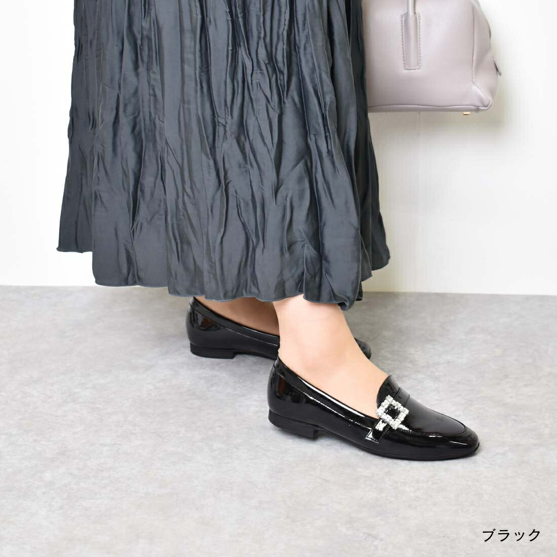 楽天市場】ローファー フラット 晴雨兼用 ビジュー バックル オフィス