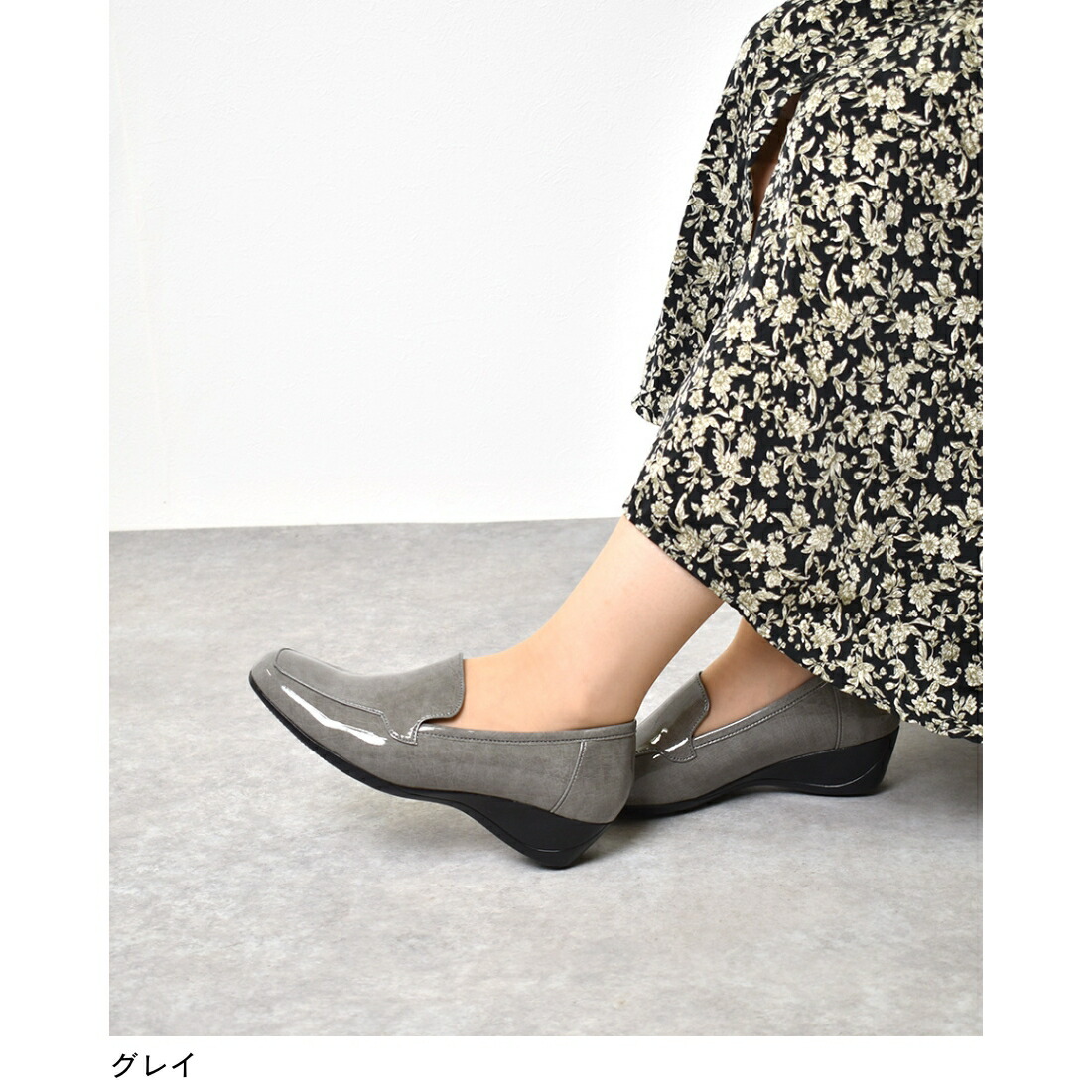 楽天市場】ローファー パンプス スクエアトゥ 日本製 3E 幅広 ウェッジ