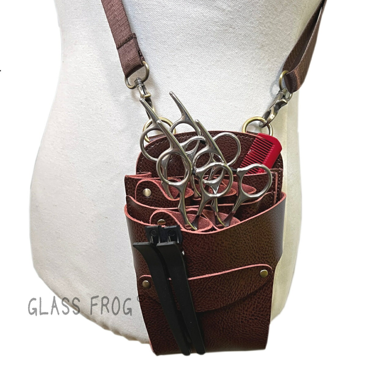 楽天市場】本革 シザーケース 6丁挿し ブラウン 美容師 理容師 シザー