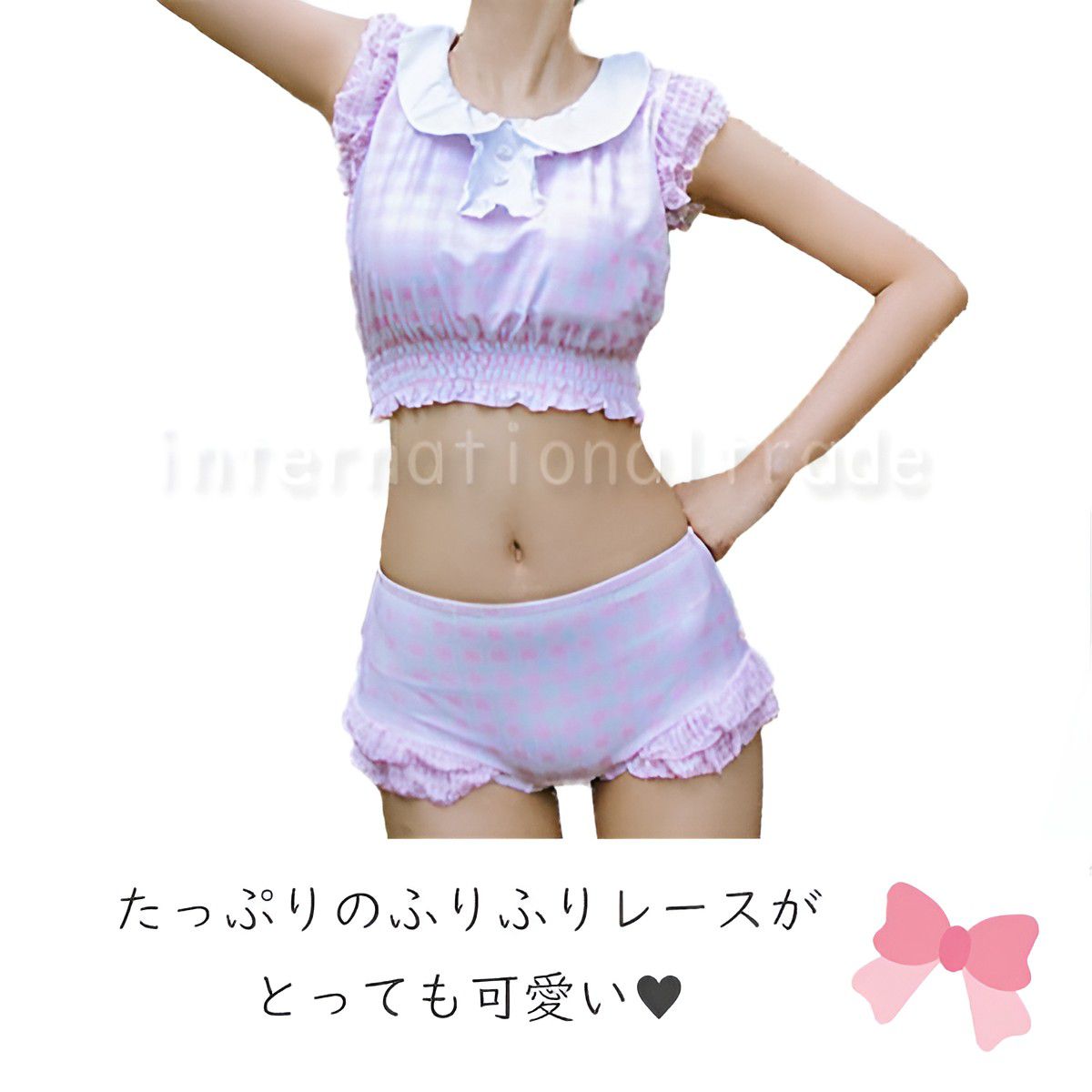 楽天市場】レディース水着 体型カバー セットアップ風 ガーリー ビキニ