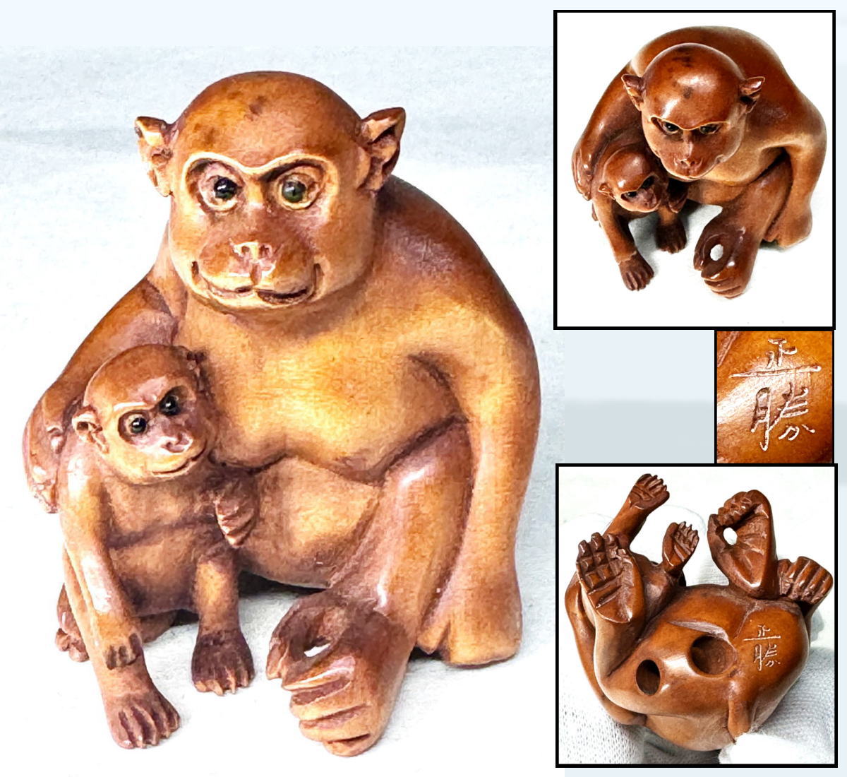 楽天市場】猿 根付（東洋彫刻｜彫刻）：アート・美術品・骨董品・民芸