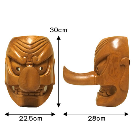 楽天市場】大天狗の面 高さ30cm 木彫り 天狗面 壁掛け用 お面 日本仏師