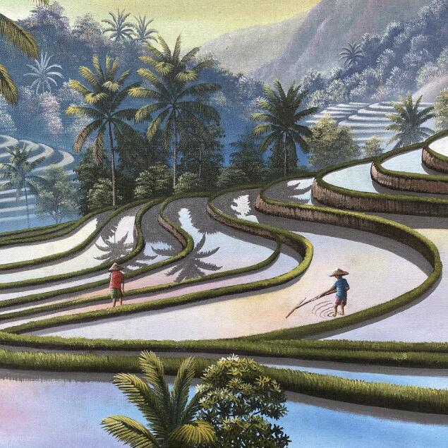 楽天市場】【インテリア雑貨 おしゃれ バリ風】 バリ絵画 風景画 棚田