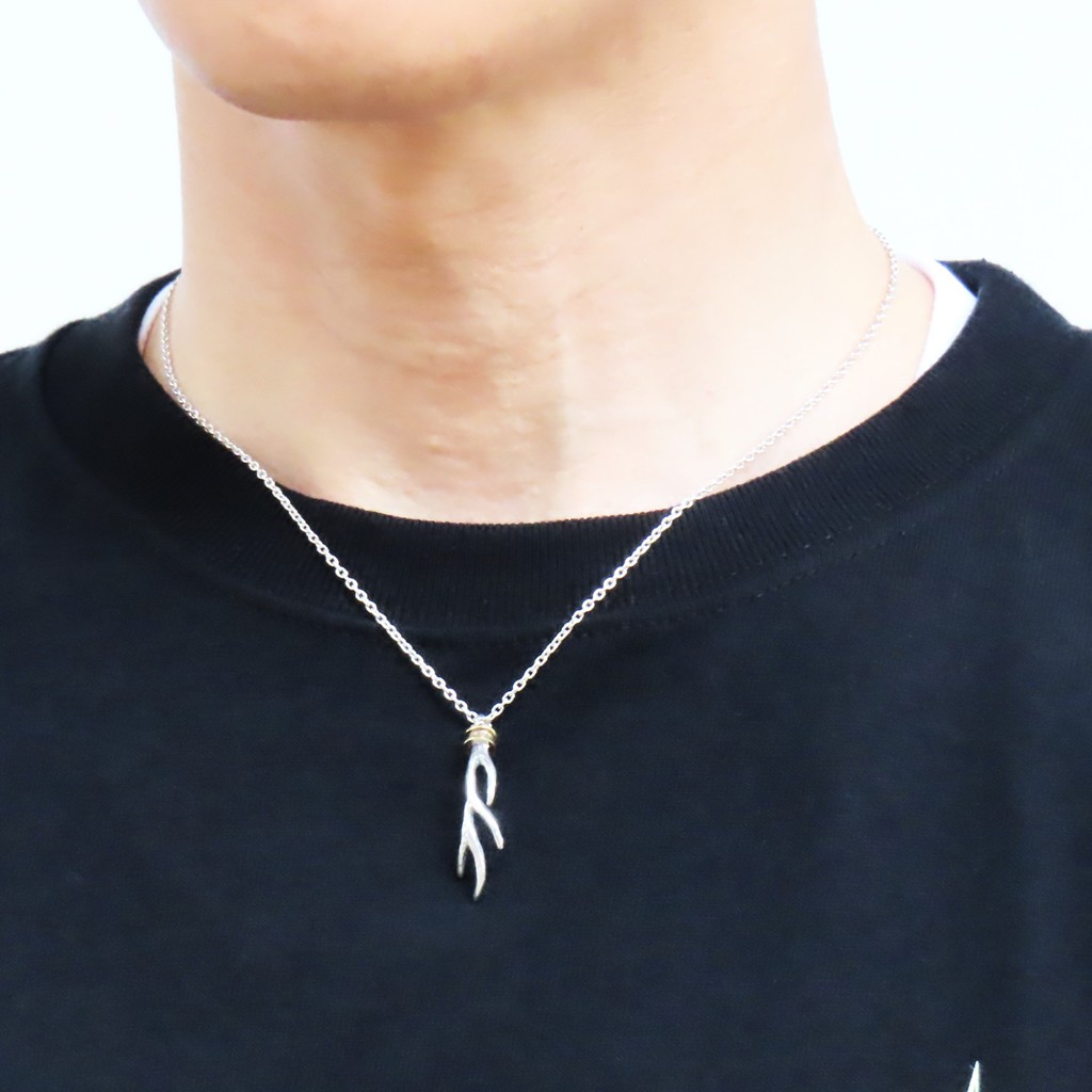 楽天市場】鹿の角ネックレス シルバー925 × 真鍮 M 【刻印無料】 鹿の