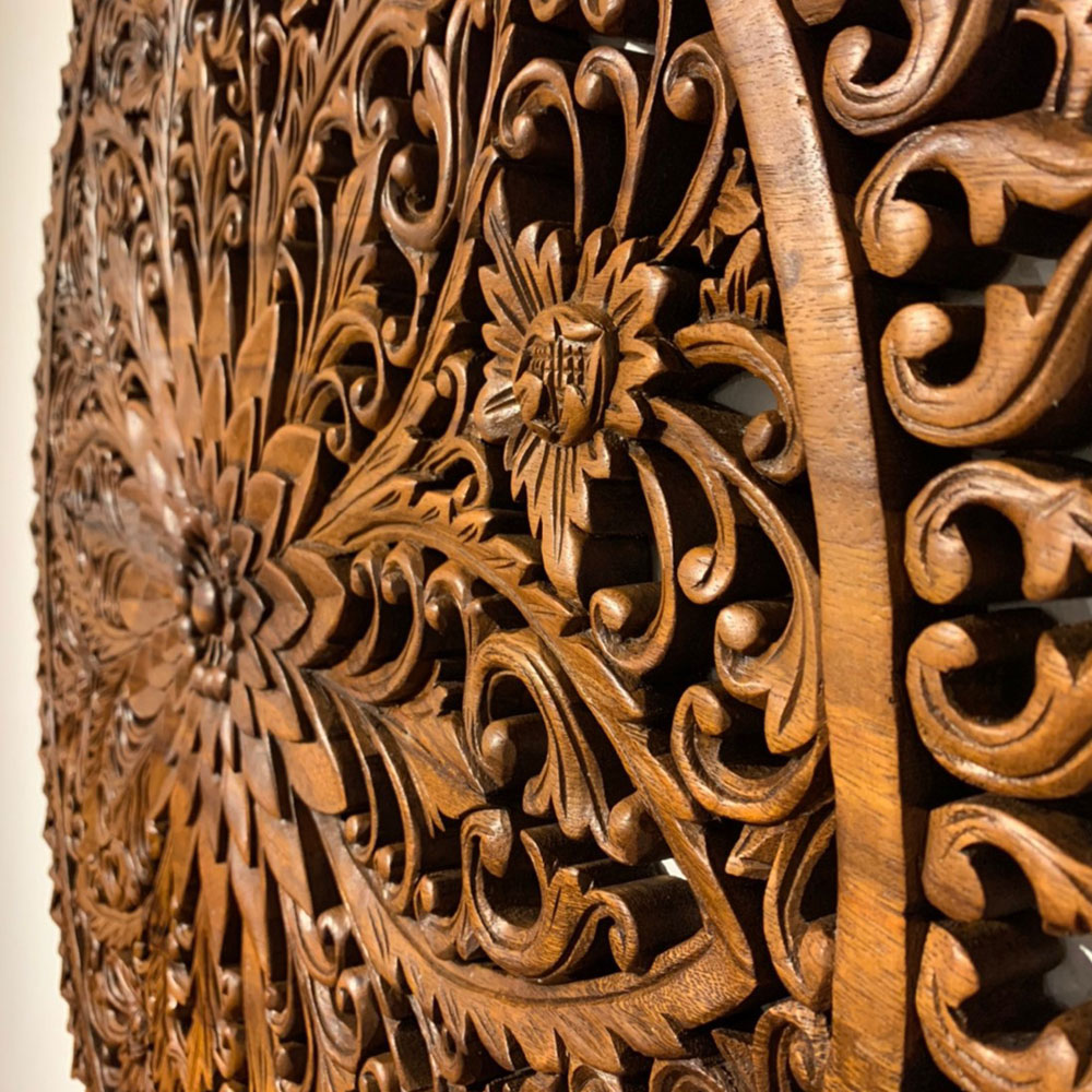 楽天市場】木彫りレリーフ φ78cm 木彫り レリーフ アートパネル 木彫り