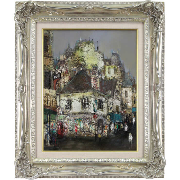 楽天市場】絵画 大塚健二 油絵・油彩画 『街』 人々 家 店 街 道 風景